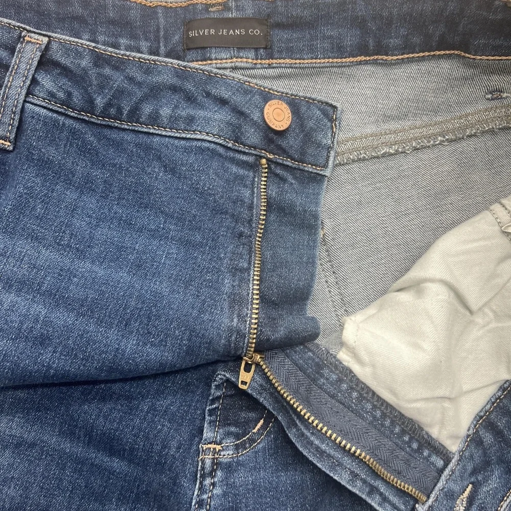 Silver Jeans Co Shorts Womens 22W Blue‎ Sure Thing Long Short High Rise Denim